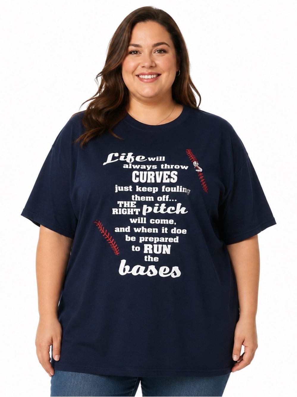 Gildan Dark Navy Blue Crew Neck Baseball Inspired T-Shirt 2X